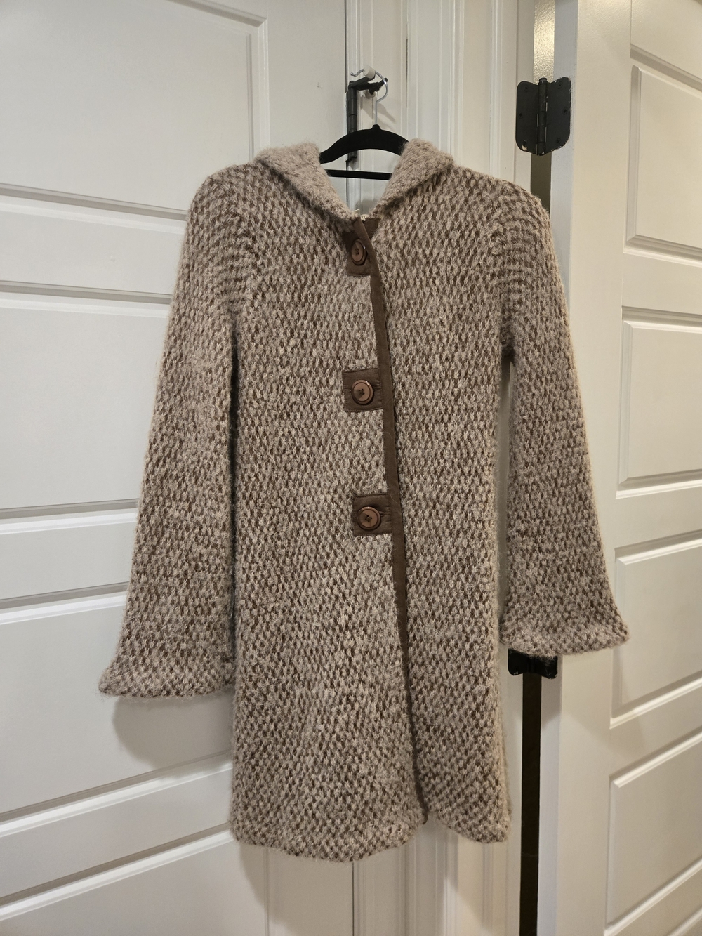 Simply Natural Alpaca Hooded Knit Cardigan Long Coat Beige - NWOT